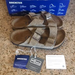 NWB Birkenstock Arizona Soft Bed Taupe Suede SZ37